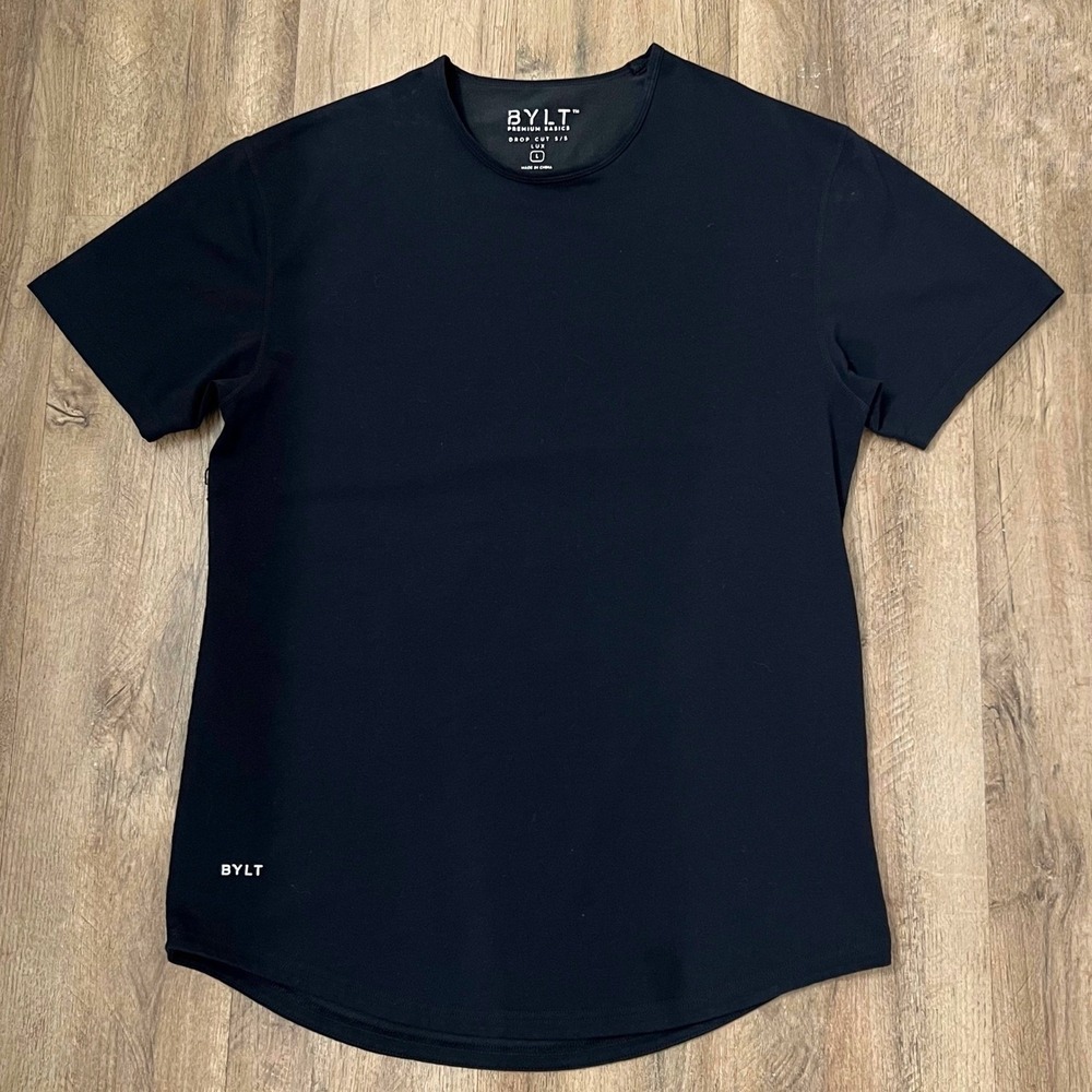 BYLT Premium Basics Drop Cut Lux T Shirt Mens Large Black‎ Minimalist Tee